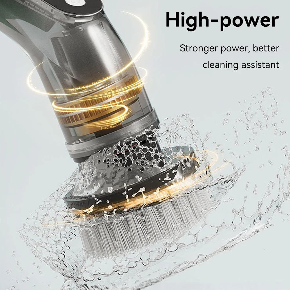 Electric Spin Scrubber 25W – Cordless Cleaning Brush with 8 Heads, 5-Speed Adjustable Handle, Waterproof for Bathroom & Kitchen Cleaning
