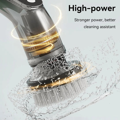 Electric Spin Scrubber 25W – Cordless Cleaning Brush with 8 Heads, 5-Speed Adjustable Handle, Waterproof for Bathroom & Kitchen Cleaning