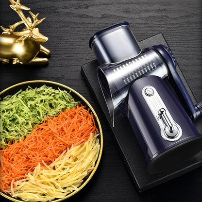 5-in-1 Rotary Cheese Grater & Vegetable Slicer Stainless Steel Easy to Clean Multi-Functional Kitchen Tool for Home Use