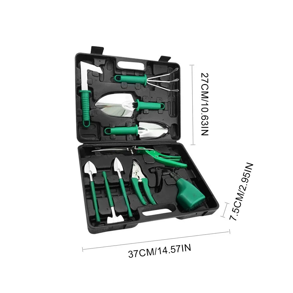 10 PCS Garden Tool Set For Garden Plants Flower Pot Shovel Rake Spade Tools Plants Weeding and Fertilizing Stainless Steel Tools