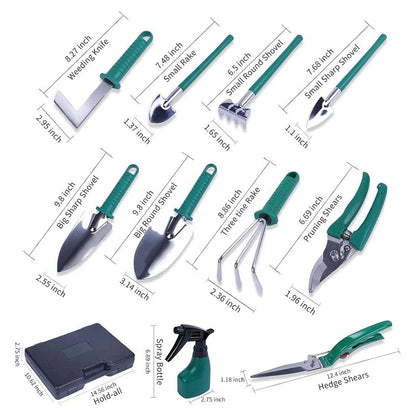 10 PCS Garden Tool Set For Garden Plants Flower Pot Shovel Rake Spade Tools Plants Weeding and Fertilizing Stainless Steel Tools