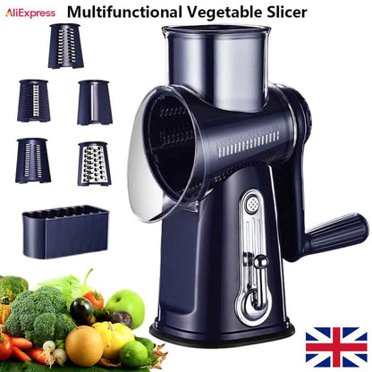 5-in-1 Rotary Cheese Grater & Vegetable Slicer Stainless Steel Easy to Clean Multi-Functional Kitchen Tool for Home Use