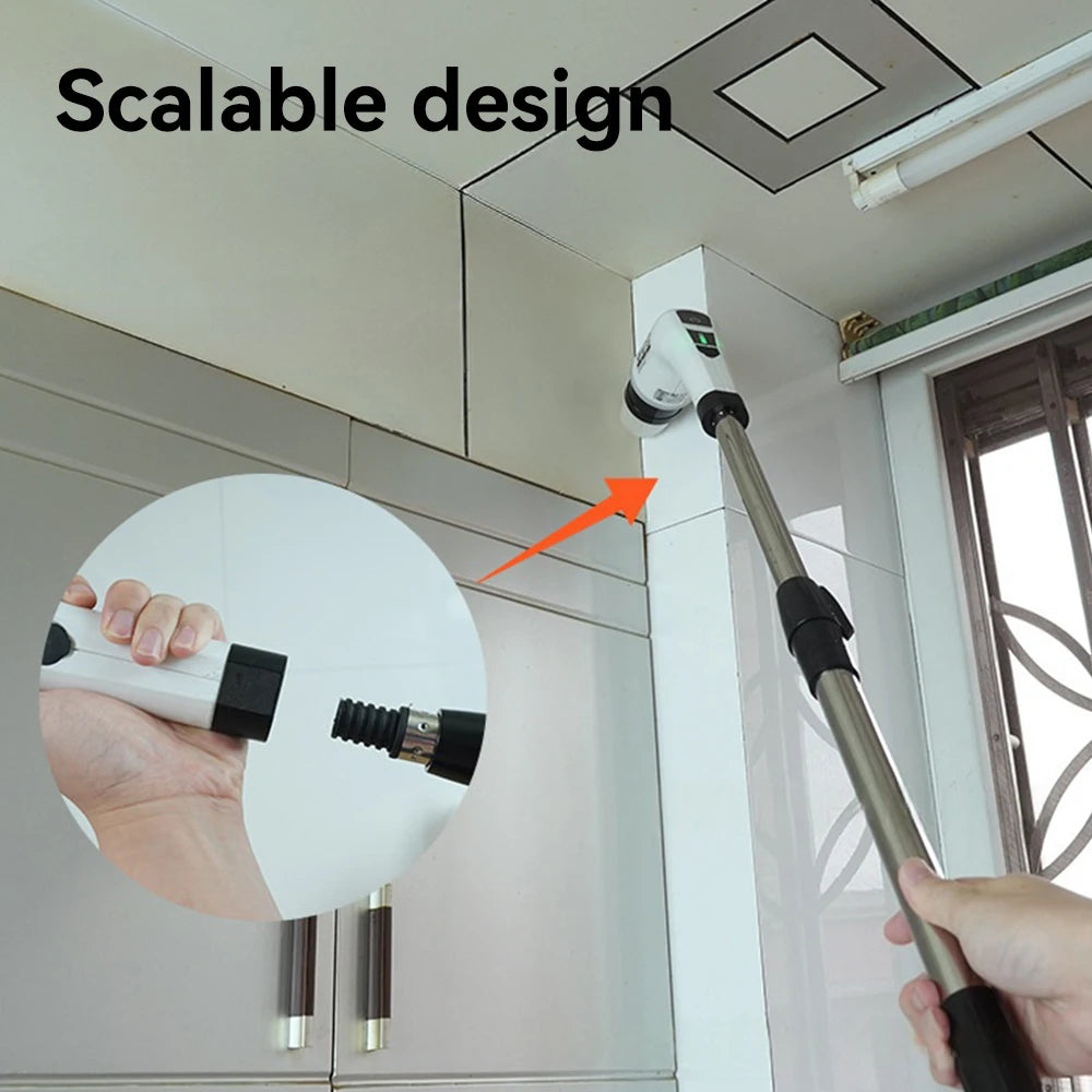 Electric Spin Scrubber 25W – Cordless Cleaning Brush with 8 Heads, 5-Speed Adjustable Handle, Waterproof for Bathroom & Kitchen Cleaning