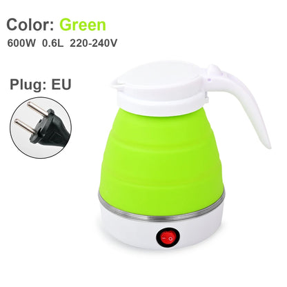 Foldable Mini Travel Kettle | Portable 0.6L Electric Kettle, Silicone Collapsible, 110V–240V, Fast Boil for Hotel Room, Camping & Office