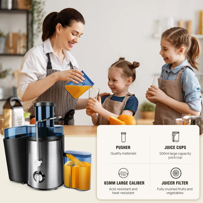 Juicer Machine with Feed Chute, 2-Speed Centrifugal Juice Extractor for Fruits, Vegetables, 500ML Capacity Electric Juicer