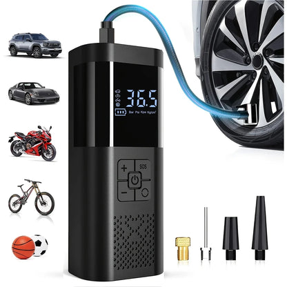 Portable Cordless Air Compressor with Digital Display – 150 PSI Fast Tire Inflator for Cars, Bikes and Motorcycles