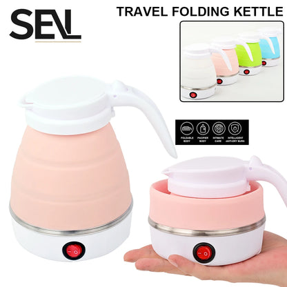 Foldable Mini Travel Kettle | Portable 0.6L Electric Kettle, Silicone Collapsible, 110V–240V, Fast Boil for Hotel Room, Camping & Office