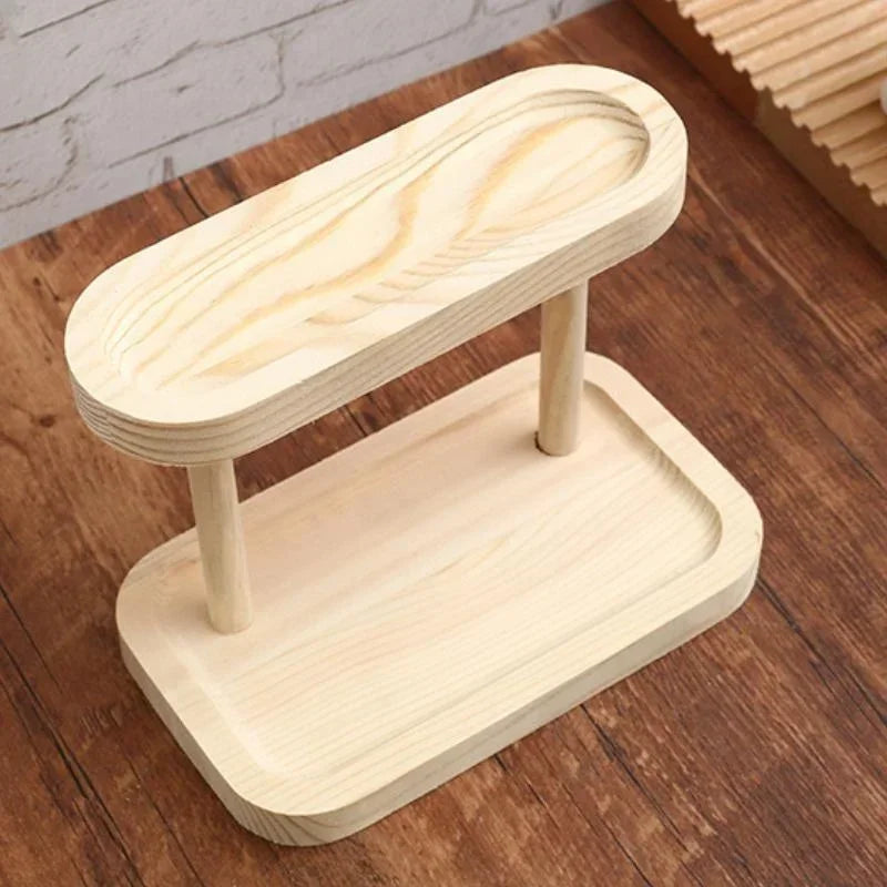 Wooden Double-Layer Tray Storage Rack Desktop Jewelry Display Key Storage Organizer for Household Entrance Cosmetics Storage