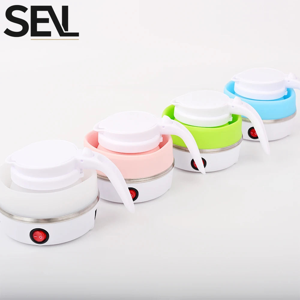 Foldable Mini Travel Kettle | Portable 0.6L Electric Kettle, Silicone Collapsible, 110V–240V, Fast Boil for Hotel Room, Camping & Office