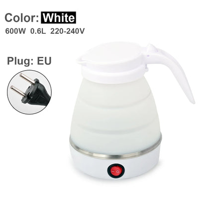 Foldable Mini Travel Kettle | Portable 0.6L Electric Kettle, Silicone Collapsible, 110V–240V, Fast Boil for Hotel Room, Camping & Office