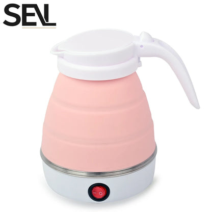 Foldable Mini Travel Kettle | Portable 0.6L Electric Kettle, Silicone Collapsible, 110V–240V, Fast Boil for Hotel Room, Camping & Office