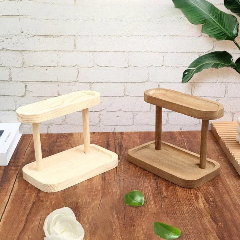 Wooden Double-Layer Tray Storage Rack Desktop Jewelry Display Key Storage Organizer for Household Entrance Cosmetics Storage