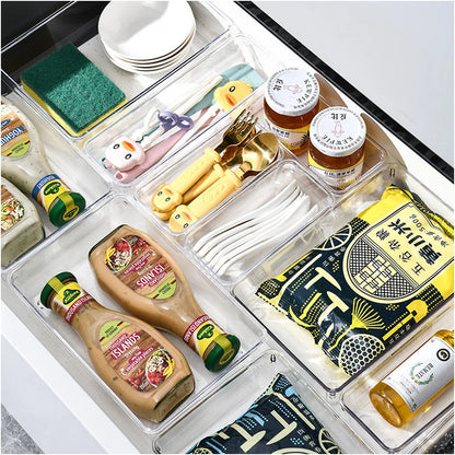25pcs Drawer Organizer Set - Clear Plastic Dividers Bins in 4 Sizes Storage Box for Perfect Makeup Jewelries Storage