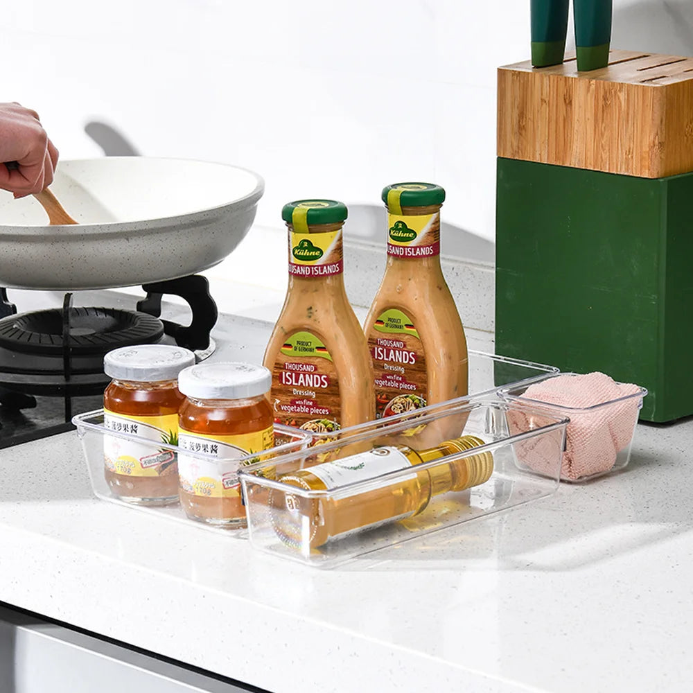 25pcs Drawer Organizer Set - Clear Plastic Dividers Bins in 4 Sizes Storage Box for Perfect Makeup Jewelries Storage