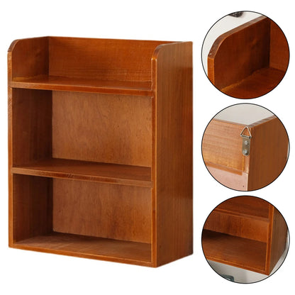 Three-layer retro desktop wooden storage rack desktop display rack cosmetics storage cabinet multi-function wooden rack