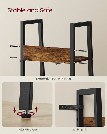 VASAGLE 4-Tier Narrow Bookshelf – Slim Ladder Shelf for Small Spaces, Metal Frame & Wooden Shelves, Modern Bookcase for Home & Office